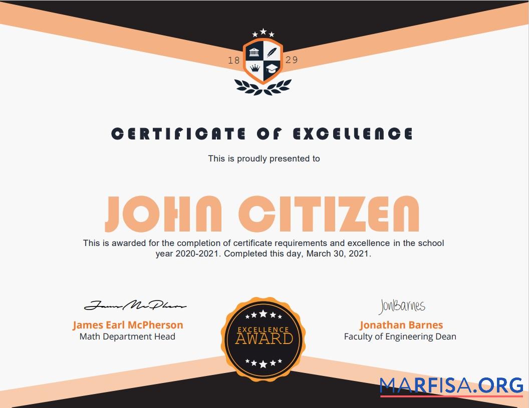 Realistic USA Academic Certificate real example